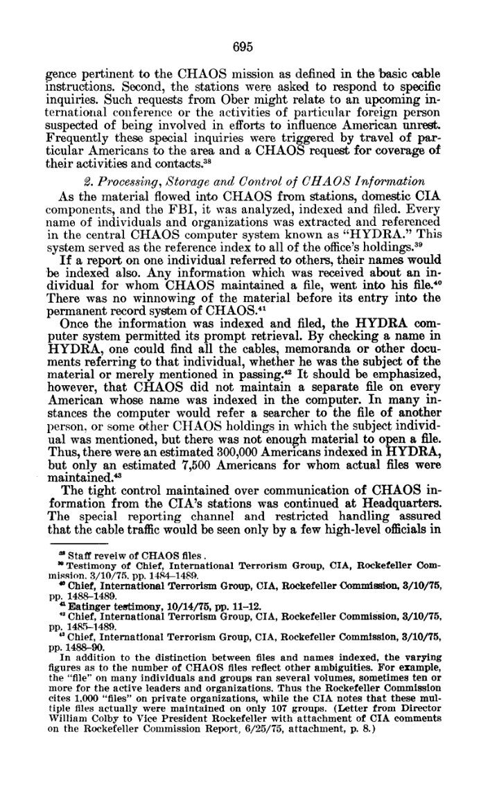 Church Committee: HYDRA, printed page 695